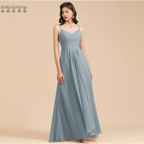 Babyonlinedress 50 Colors Long Evening Dress Chiffon Backless Strape Wedding Event Dress Woman Prom Dress robes de soirée