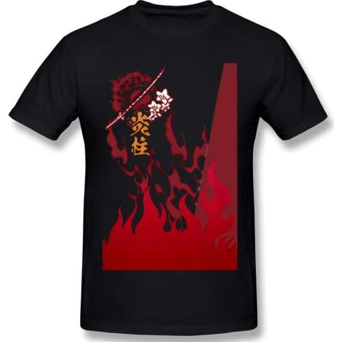 Funny Novelty Mens Basic Short Sleeve T-Shirt Rengoku Kyoujurou Anime Cosplay Tees Tops EUR Size