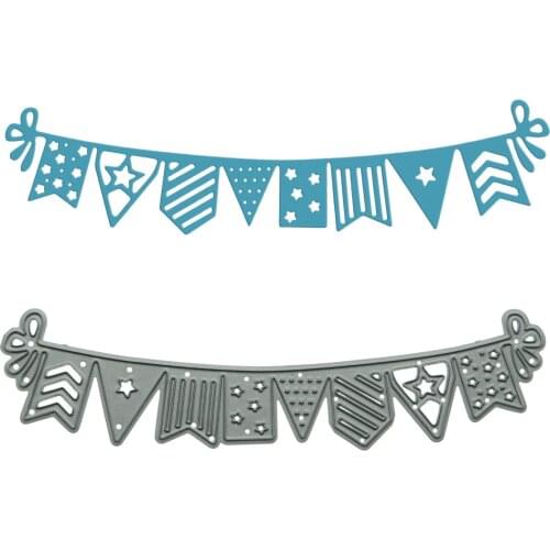 String Flag Bunting Pattern Metal Cutting Dies Scrapbooking DIY Clipart Decorating Craft Paper Cutter Mold