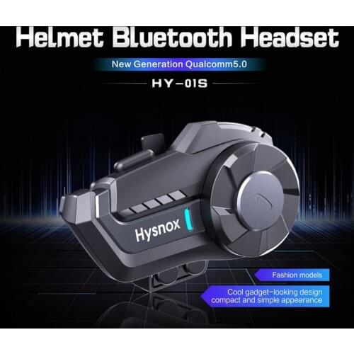 Hysnox HY-01S Motorcycle Wireless Helmet Intercom for Qualcomm 5.0 Chip, 1000M Waterproof Bluetooth Headset with FM Radio