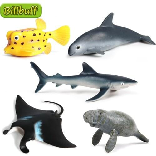 Simulation Ocean Life Animals Model Action Figures Blue Whale Dolphin Manatee Collection Cognition Educational Toys for Children
