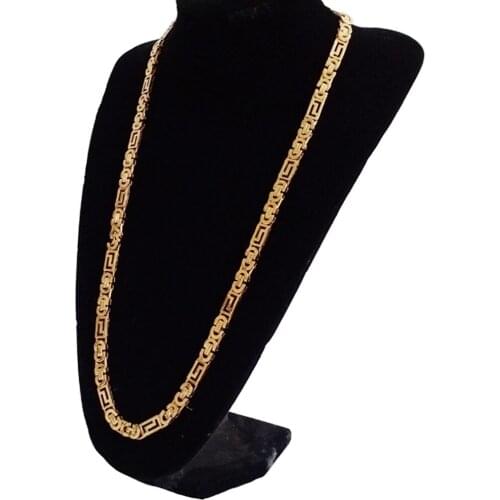 Tisnium Gold Color Necklace man Byzantine flat knuckle chain High quality stainless steel choker Friend Best Gift For Lover 8mm