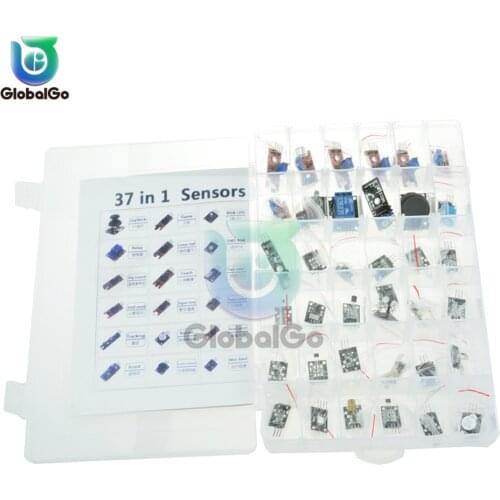 37 in 1 Sensor Kit for Arduino Starters DIY Fans Switch Flame Temperature Color LED Buzzer Replay With Retail Box