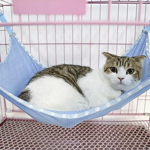 Summer Pet Hammock Supplies Pet Mesh Hanging Bed Mat Breathable Mesh Cloth Hammock Cage Clasp Hanging Bed for Pet