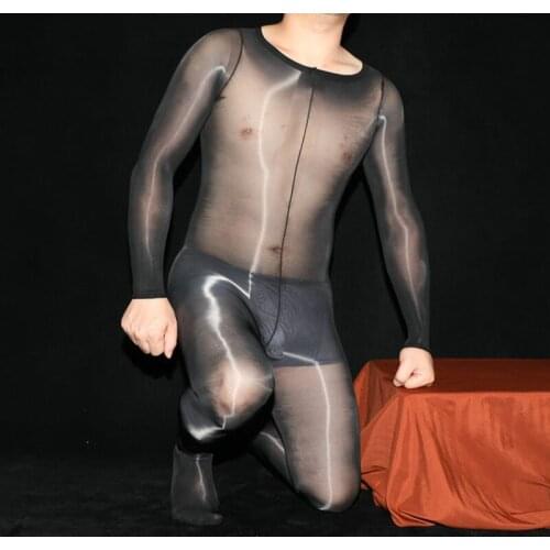 Oil Glossy Shiny 8D Nylons Bodystocking Crotchless Convex Pouch Penis Sheath Hot Unisex Stocking Lingerie Negras Tights Bodysuit