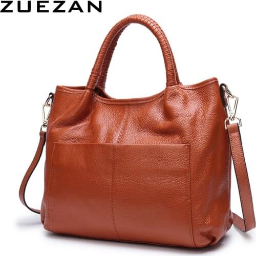 Many Pockets, Women Genuine Leather Shoulder Bag, Lady Cross-body Bag, Female Cowhide Tote Bag, Shopping Bag, Fashion Girl A129