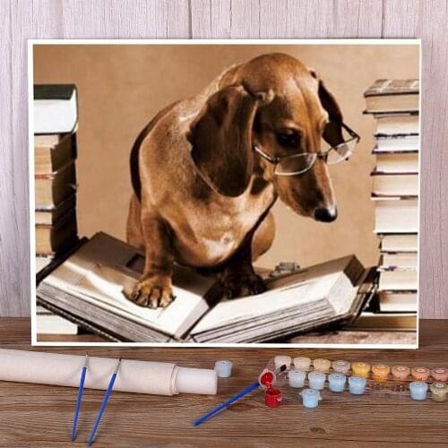 Animal Dachshund Painting By Numbers Complete Kit Oil Paints 50*70 Painting On Canvas Home Decoration For Wholesale
