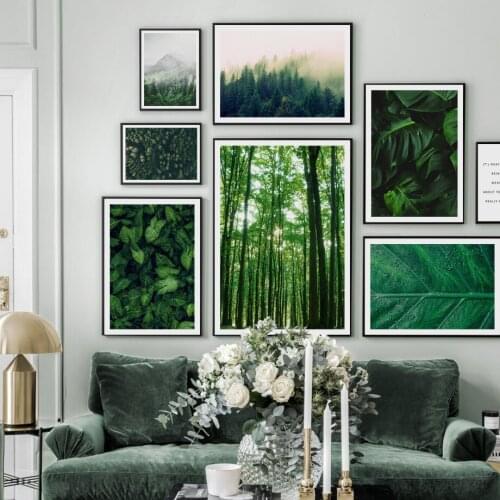 Green Forest Leaves Fog Mountain Quotes Wall Art Canvas Painting Nordic Posters And Prints Wall Pictures For Living Room Decor