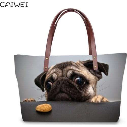 New Women Handbags 3D Pug Dog Womens Cross-body Bags Animal Prints Tote Female Shoulder Messenger Bags Ladies Shopping Bag