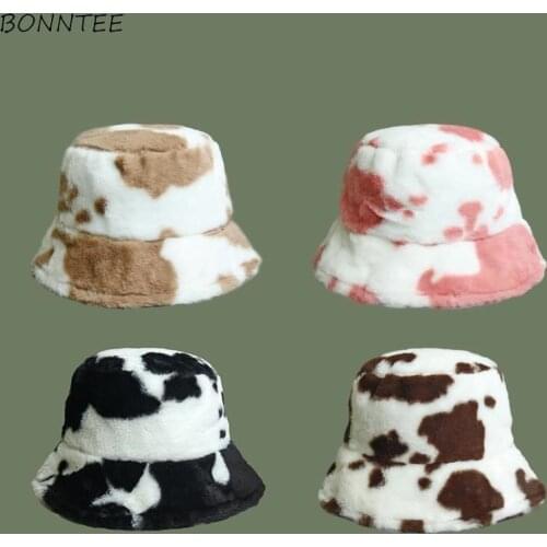 Bucket Hats Women Patchwork Sweet Lovely Winter Comfortable Novelty Fashion All-match Korean Style Leisure Student Feminino Caps