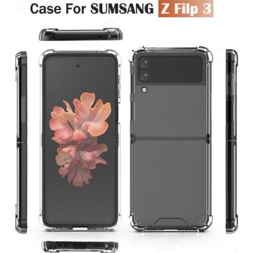 Transparent Case For Samsung Galaxy Z Flip3 Case Protective Foldable Hard PC Four-corner Explosion-proof Cover Shockproof Case