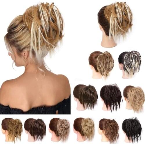 Kong&Li Synthetic Messy Bun Curly Scrunchy Hair Bun Chignon Elastic Messy Wavy Scrunchies Wrap For Ponytail Extensions For Women