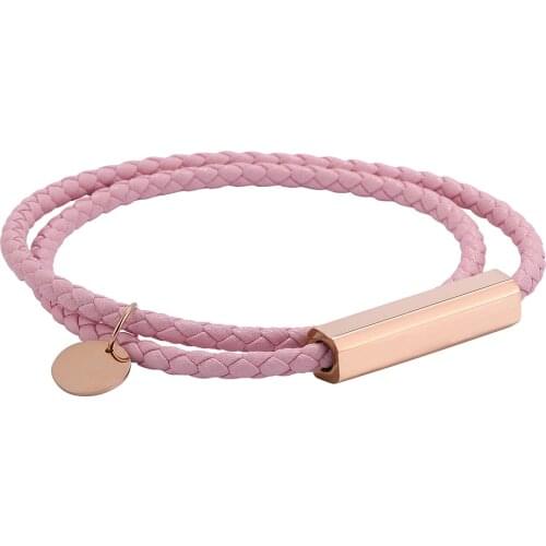 Pink Leather Bracelets For Women Fashion Charms Magnetic Wrap Bracelets Fashion Costume Jewellery BB0722