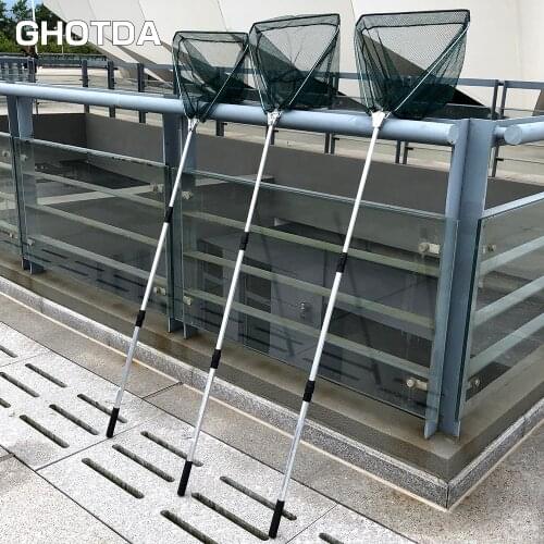 Fishing landing hand Nets 2.1M 1.7M 1.5M Folding Carbon rod Nylon Collapsible Aluminum Alloy