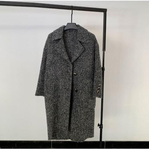 2020 Wool Fur Korean Winter and Autumn Fashion Casual Turn-down Collar Medium Coat for Women