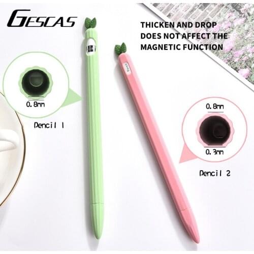GESCAS Pencil Case For 1/2 Generation Pen Case 166/156+27mm Pencil Case Fruit Vegetable Style Silicone Pen Case For Penci 1/2
