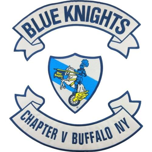 Blue Knights Embroidery Patches Full Set Iron on Badges for Clothing Stickers DIY Cool Applique Garment Jacket Decoration Custom