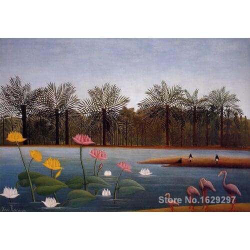 Modern colorful paintings The Flamingos by Henri Rousseau High Quality Hand painted