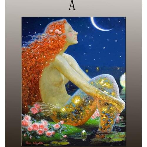Modern Home Living Room Art Wall Decor Mermaids Oil Painting Printed On Canvas