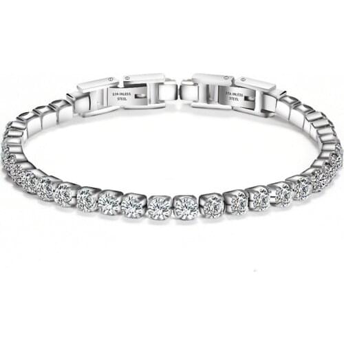 Yobest 316L Stainless Steel Sparkly Cubic Zircon Tennis Link Bracelets For Men and Women Gifts