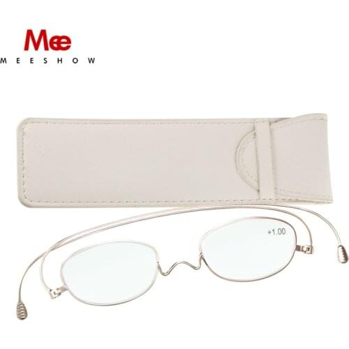 MEESHOW titanium reading glasses women men glasses frame paper glasses ultra thin eyeglasses pocket gold reading glasses +2.0
