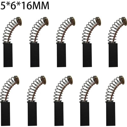 10PCS Power Tool Carbon Brush 5*6*16MM Milling Machine Tool Spare Parts Electric Grinder Carbon Brush Replacement
