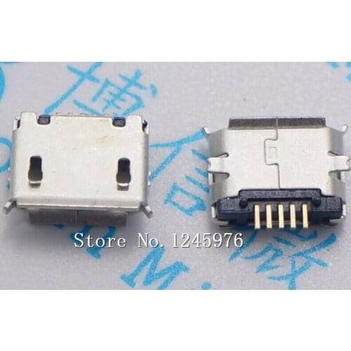 100pcs micro USB socket 5pin SMD Pin Long needle 5pin SMD Copper shell Data port Charging port Mini usb connector Free shipping