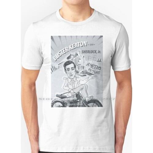 Baston Keaton T Shirt 100% Pure Cotton Baston Keaton Fun Vintage Black And White Satire Comedy Train Bike Old Style Old Timey