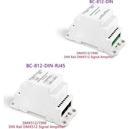 BC-812-DIN/BC-812-DIN-RJ45 with RJ45 connector DIN Rail DMX512 Signal Amplifier One Input CH,Two Output CH DMX Controller