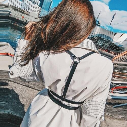 Women Belts Elegant Ladies Faux Leather Vest Chest Body Harness Adjustable Strap Waistband Slim Fit Clothing Accessories