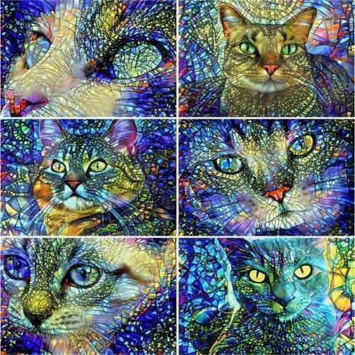 EverShine Diamond Painting Full Drill Square Cat DIY Diamond Embroidery Animal 5D Picture Of Rhinestones Mosaic Wall Art
