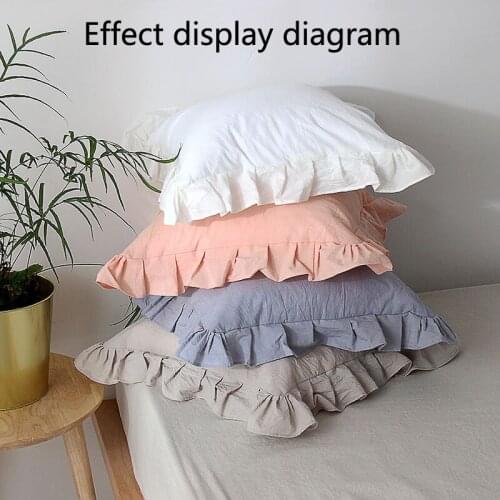European Pillow Cover Protector Bedding Cotton Solid Ruffle Pillow Cilected 1Pcs White Pillowcase Sham Princess Style