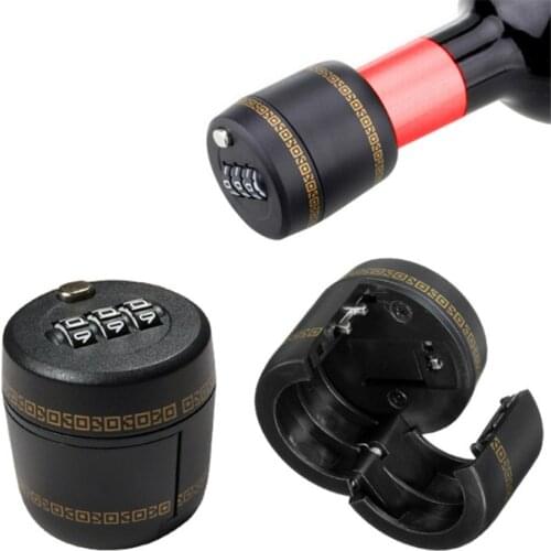 ABS+Zinc Alloy Wine Bottle Cap Password Lock 3 Digit Combination Locks Wine Stopper Vacuum Plug Device Preservation Coded Lock