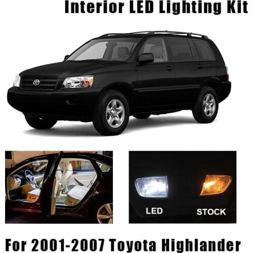 10 Bulbs White Canbus LED Interior Light Kit Fit For 2001-2003 2004 2005 2006 2007 Toyota Highlander Map Dome License Lamp
