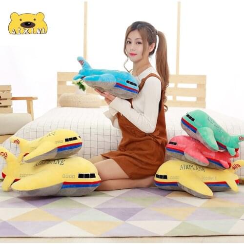 Large Simulation Airplane Model Plush Toys Aircraft Model Pillow Sleeping Back Cushion Soft Aircraft Stuffed Pillow Dolls Gift