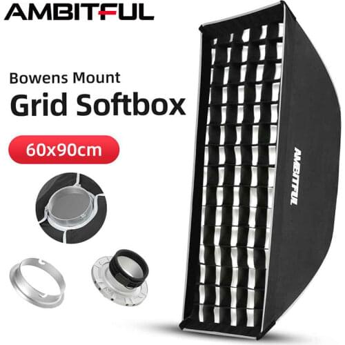 AMBITFUL 24"x 35" 60 x 90cm Honeycomb Grid Softbox with Bowens or Profoto or Elinchrom Mount for Studio Strobe Flash Light