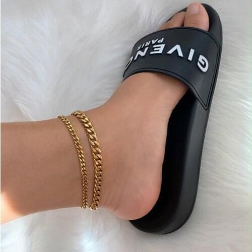 Chunky curb chain anklet bracelet for women men stainless steel thick gold statement chain anklet punk hip-hop jewelry 2021