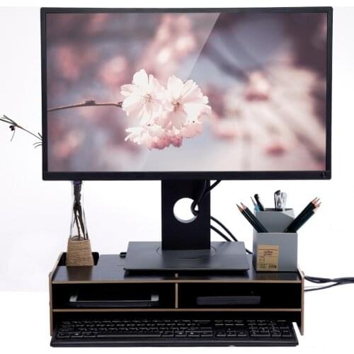 Multi-function Desktop Soporte Monitor Stand Computer Screen Riser Wood Shelf Laptop Stand Desk Holder for Notebook TV