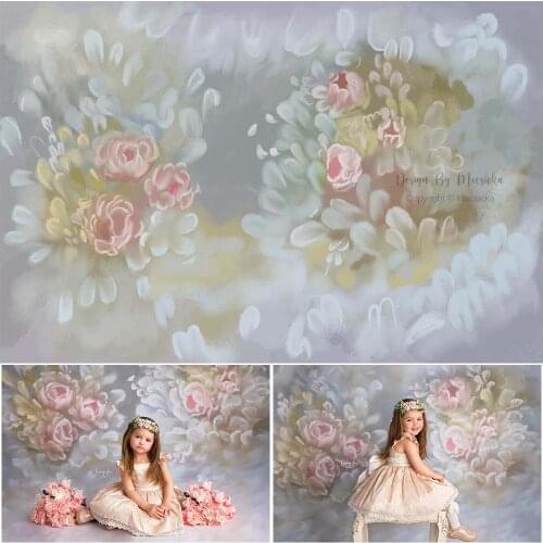 Mocsicka Blooming Flowers Photography Backdrops Retro Pink Floral Children Birthday Portrait Photo Props Studio Booth Background