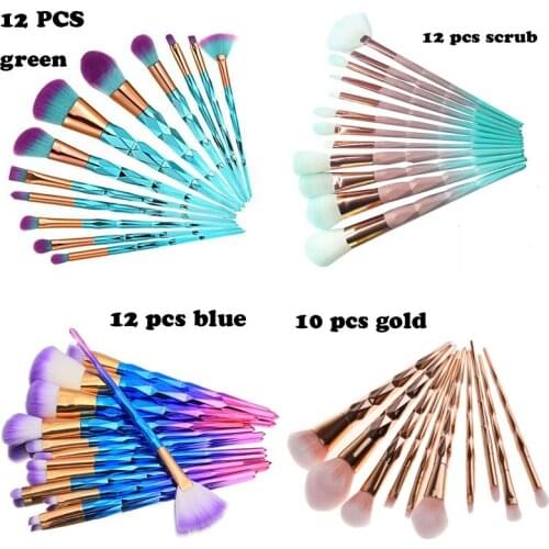Hot brand 7/10/12pcs unicorn makeup brushes diamond Brush Set color Facial Foundation Cosmetic beauty Makeup Brush Kit
