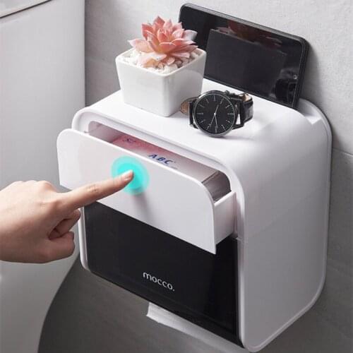 Wall Mounted Toilet Paper Holder Waterproof Tray Roll Tube for Toilet Paper Storage Box Tray Tissue Box Shelf Bathroom Product