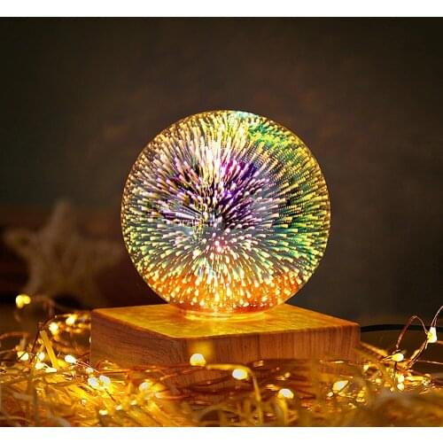 3D Fireworks Effect Desk Lamp LED Table Lamp Starry Heart Night Light USB 5V Bedside Decorative Bulb Home Indoor Lighting