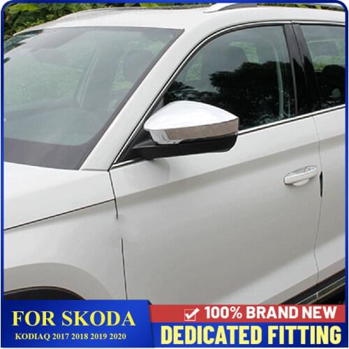 Fit For Skoda Kodiaq 2017 2018 2019 2020 ABS Chrome Side Door Rearview Mirror Frame Cover Stickers Auto Accessories