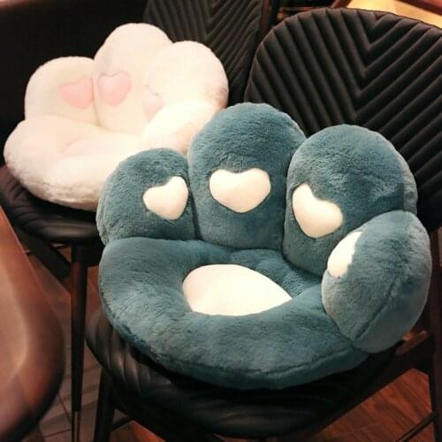 Lovely Cat Paw Pillow Soft Stuffed Cute Cat Bear Paw Plush Seat Cushion Thick Stool Floor Chair Sofa Winter Warm Decor Pillow