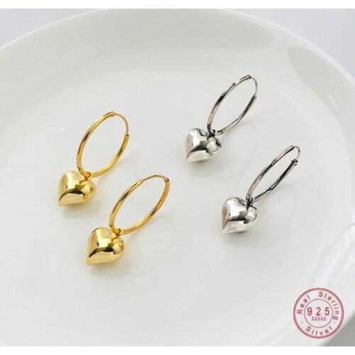 925 Sterling Silver Simple Heart Earrings For Women Round Earrings Fashion Wedding Jewelry Accessories Girlfriend Gifts