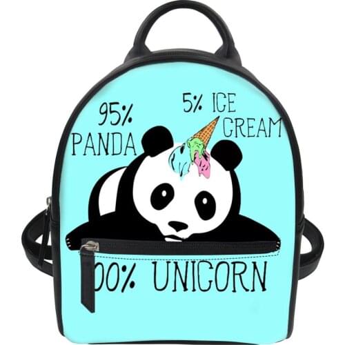 HaoYun Fashion Womens PU Leather Mini Backpack Panda Unicorn Pattern Casual Small Daypacks Girls Travel Mochila Feminine Trendy