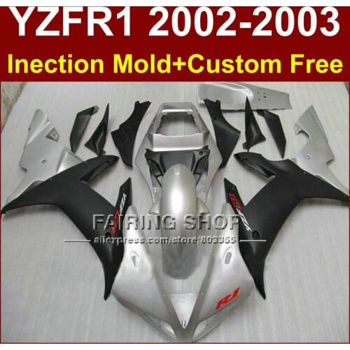 Silver black custom fairing for YAMAHA bodywork YZF1000 02 03 YZF R1 2002 2003 yzf r1 body parts Aftermarket +7gifts