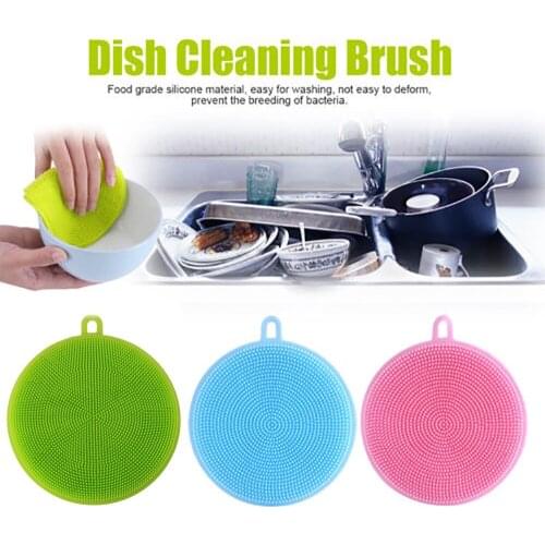1Pc Silicone Dish Cloth Anti-grease Absorbent Sponge Scrubber Washing Towel Magic Kitchen Cleaning Wiping Rags