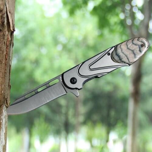 Tiger Pattern Handle Folding Knife, Martensite Pocket Outdoor Survival , Camping Hunting Hiking Collection, X56 Cold Steel Blade