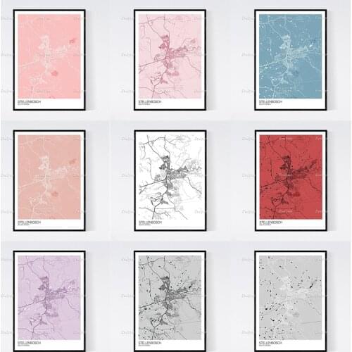 Stellenbosch,South Africa Map Nordic Retro Minimalism Painting Poster and Print on Canvas Hd Wall Art Modular Picture Home Decor